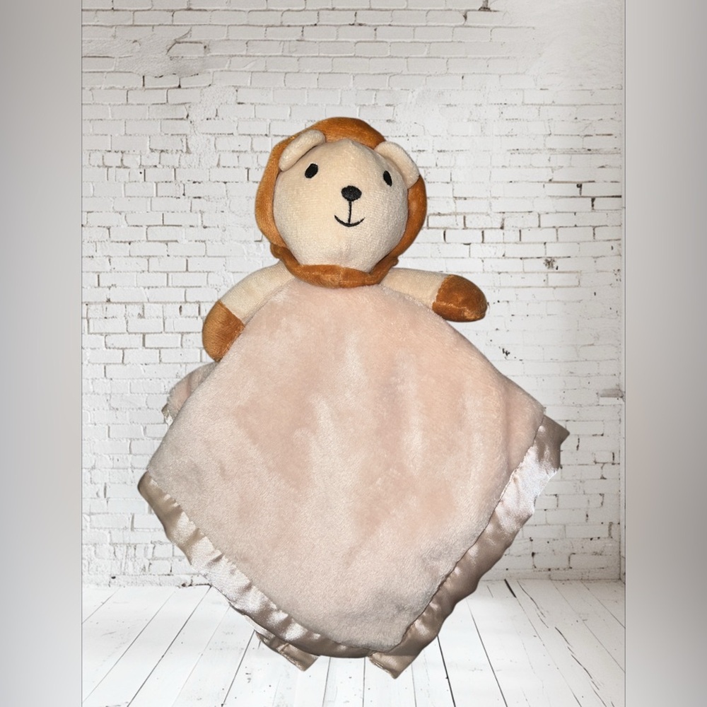 Pro Goleem Lion Lovey Security Blanket Tan Light Brown Satin Baby Plush Toy Soft